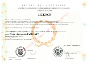 Licence de Sciences de la Vie et de la Terre de Léa Rigaut, mention Très Bien